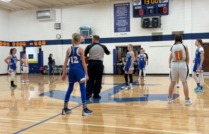Students playing basketball at Salem Lutheran School in Greenfield MN